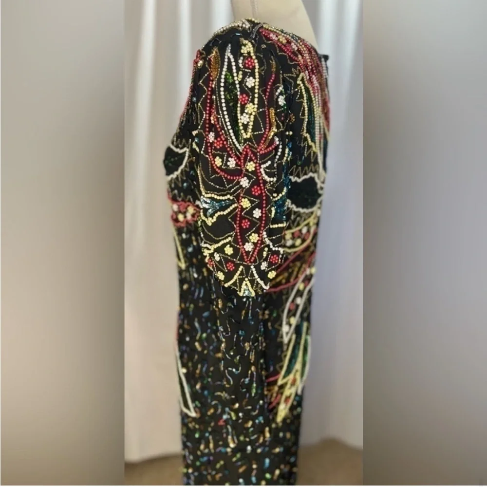 Vintage Beaded Gown, Sequin Dress, size Small / 2 - Picture 5 of 8